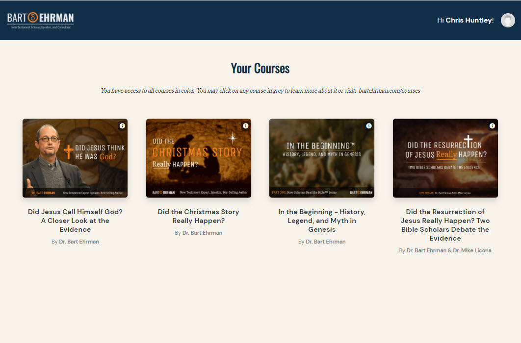 Sample Courses Page TC